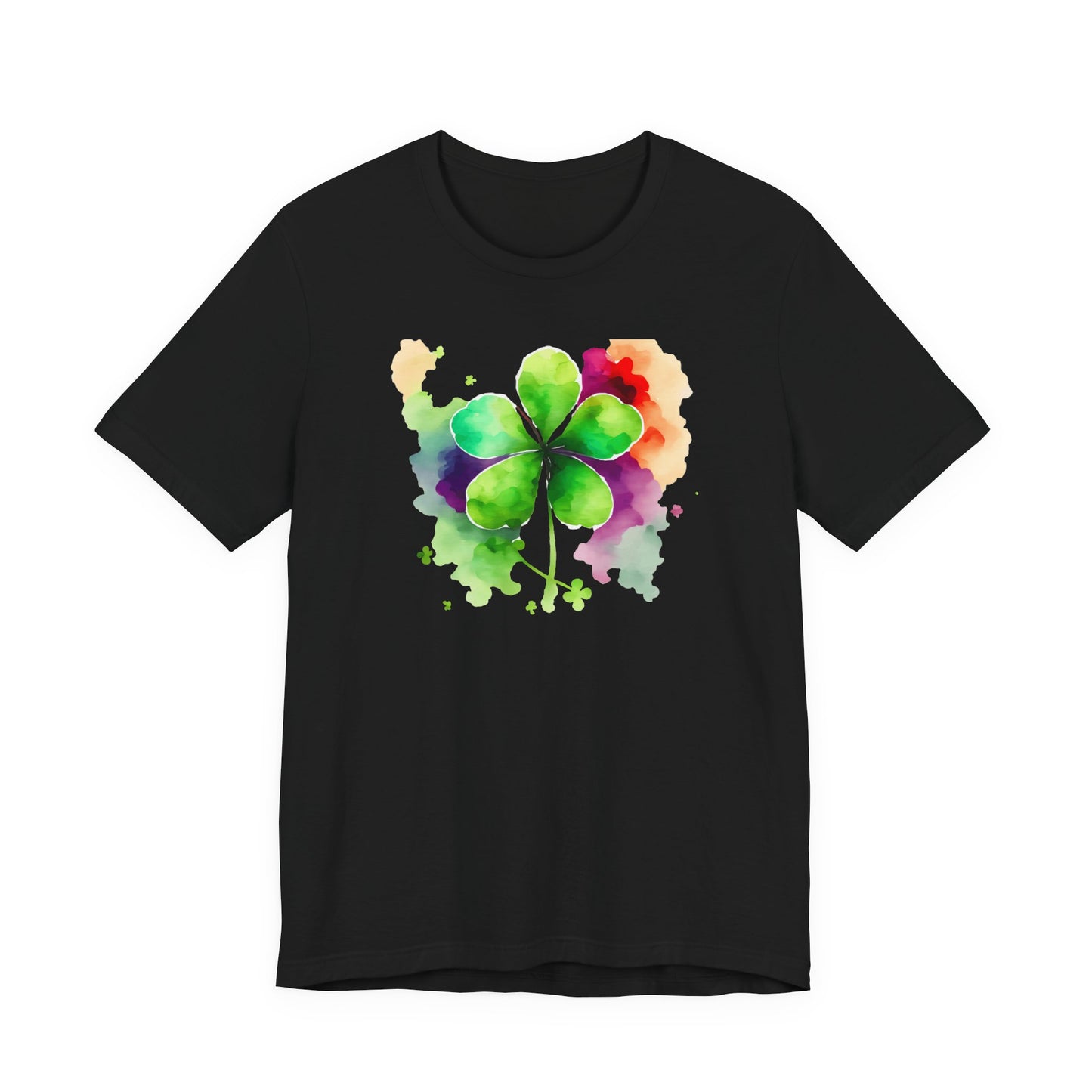Cute, Watercolor, Four Leaf Clover, St. Patrick's Day, Unisex Jersey Short Sleeve Tee, T-shirt
