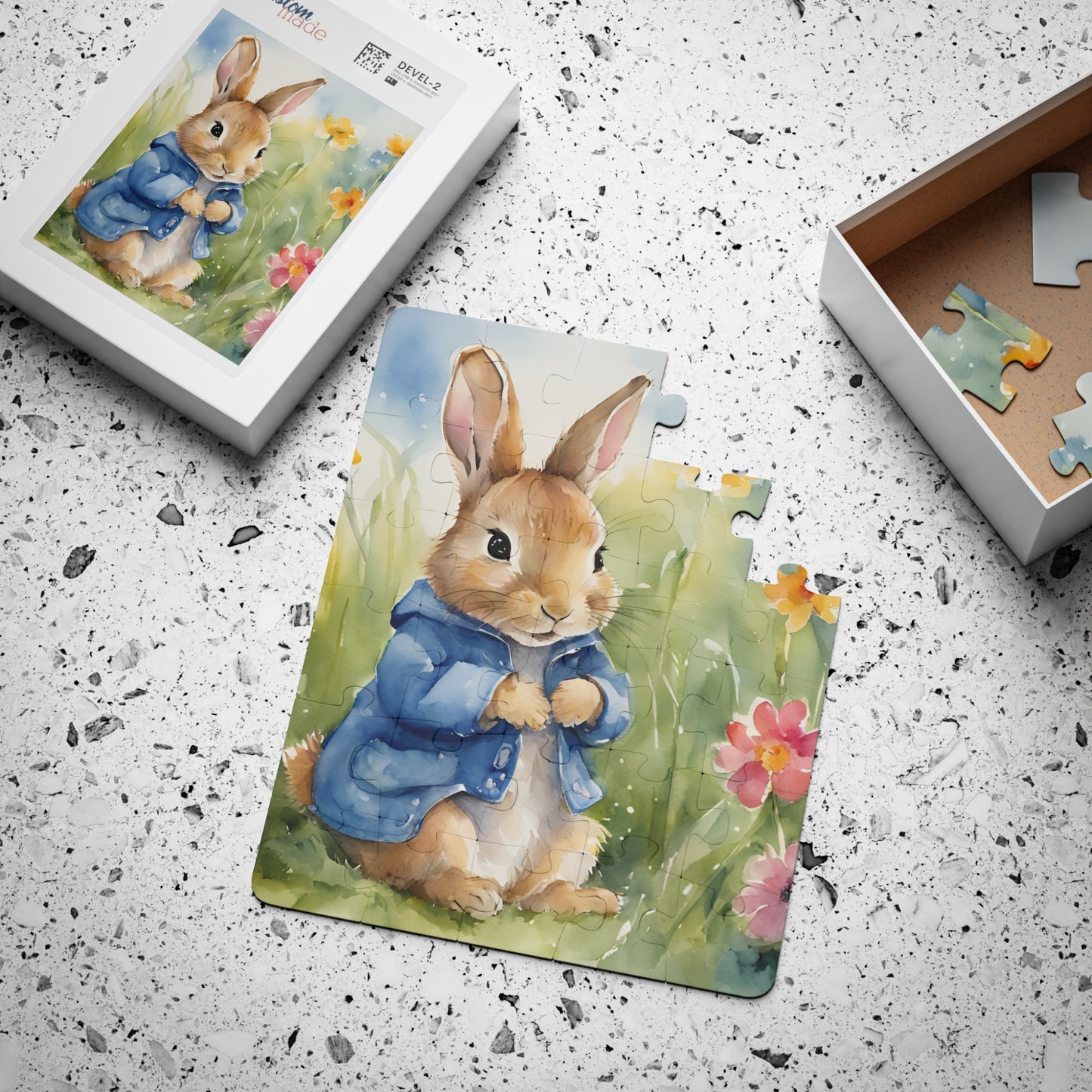 Peter Rabbit Inspired Kids Game Puzzle, Beatrix Potter Gift Game, 30-Piece Educational Spring Easter Activity, Jigsaw Toy, Rabbit Theme