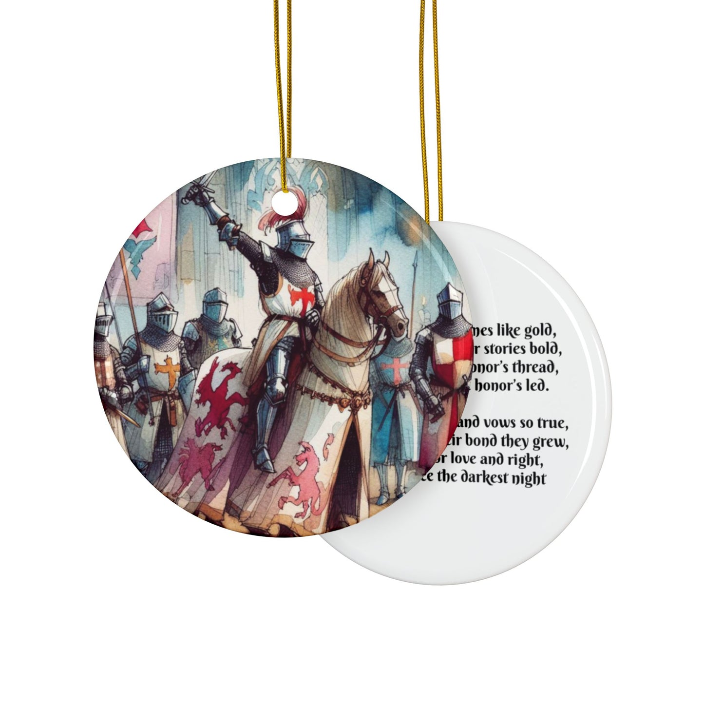 Knights of the Round Table, Camelot, King Arthur, Christmas, Holiday, Gift, Tag, Stocking Stuffer, Ceramic Ornaments, Double-Sided