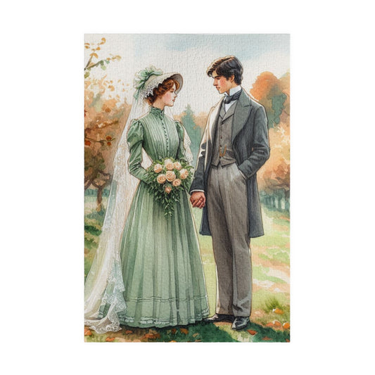Vintage Wedding Scene Puzzle, Romantic Jigsaw, Bridal Gift, Engagement Gift, Home Decor, Family Activity, 110-1014 pieces